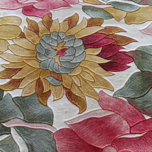 Thảm Hoa Và Thảm Tròn Làm Bằng Tay Màu Đỏ Họa Tiết Hoa Cho Phòng Khách Gia Đình - Product Image 6