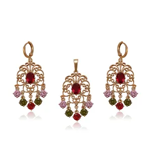 64183 Xuping superstar accessories women jewelry set luxury gold two pieces set precious stone jewelry