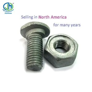 5/8 "-11X 2" galvanizli karbon çelik altıgen korkuluk bağlantı cıvata yüksek gerilimli çelik cıvata ve somun