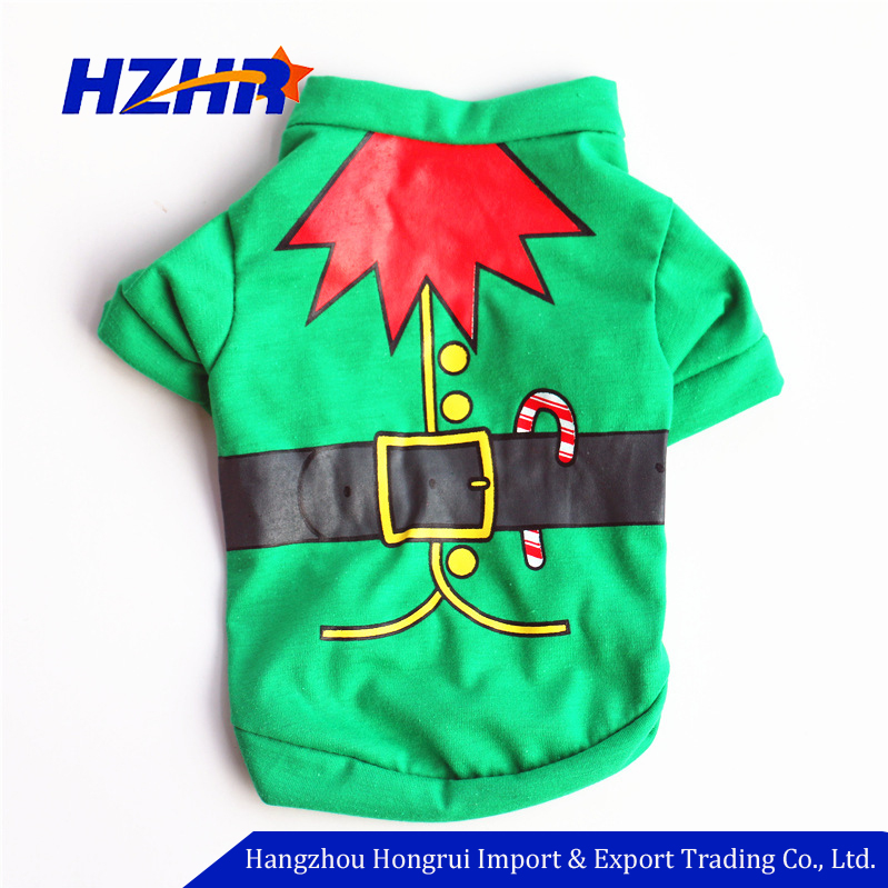 Оптовая продажа печать зеленый хлопок Рождественский Pet эльф одежда костюм