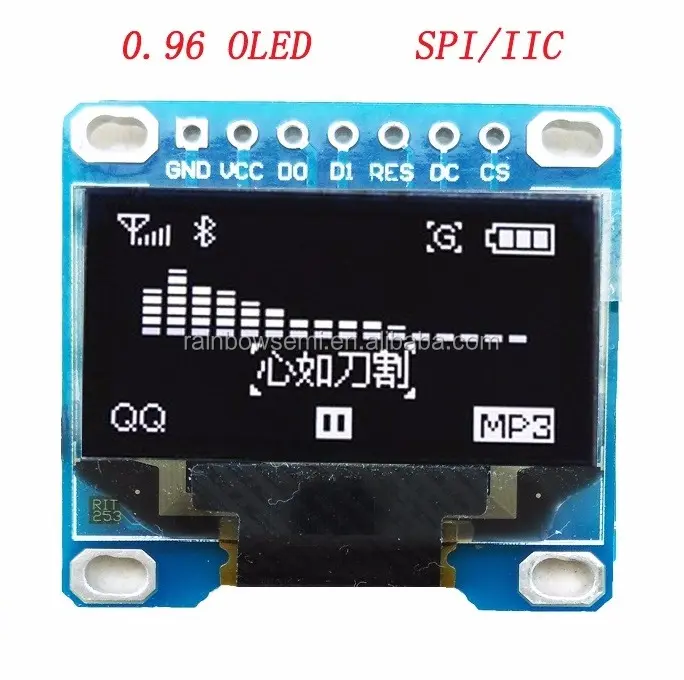 स्टॉक में स्टॉक में 0.96 इंच OLED डिस्प्ले 12864 LCD मॉड्यूल 3.3-5V SPI/IIC सफेद रंग 128x64 ओलेड डिस्प्ले