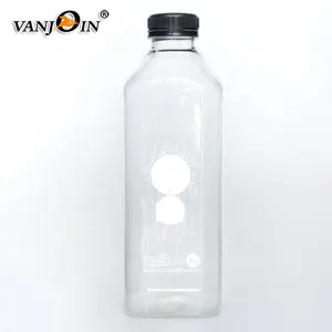 Frascos de suco quadrados descartáveis para animais, frascos de plástico transparentes de 1 litro para animais de estimação, 1000 ml