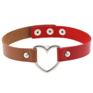 Punk <strong>Gothic</strong> Necklace Women Girl Faux Leather Heart Rivet Buckle Collar <strong>Choker</strong> - Product Image 6