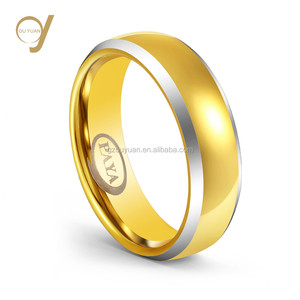 새로운 디자인 높은 광택 8mm 넓은 14K 18K 21k 골드 도금 사우디 골드 텅스텐 반지 보석 - Product Image 3
