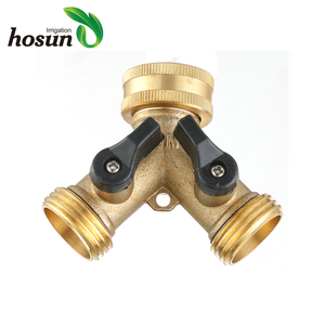 HOSUN Y <strong>Pipe</strong> Fitting 2 Way Metal <strong>Hose</strong> <strong>Splitters</strong> with Valve 3/4'' Diameter for Garden Irrigation - Product Image 1