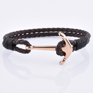 <span class=keywords><strong>Bracelet</strong></span> en <span class=keywords><strong>cuir</strong></span> véritable de haute qualité avec logo personnalisé, ancre dorée, bleu marine, nouveau <span class=keywords><strong>bracelet</strong></span> tendance pour <span class=keywords><strong>homme</strong></span> - Product Image 2