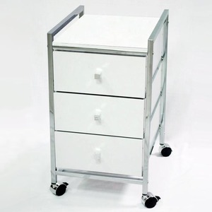 Chariot large à 5 niveaux avec tiroirs, en MDF, blanc - Product Image 5