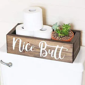 Wooden Toilet Paper Holder Box Hot selling Farmhouse Bathroom Wooden Paper Box