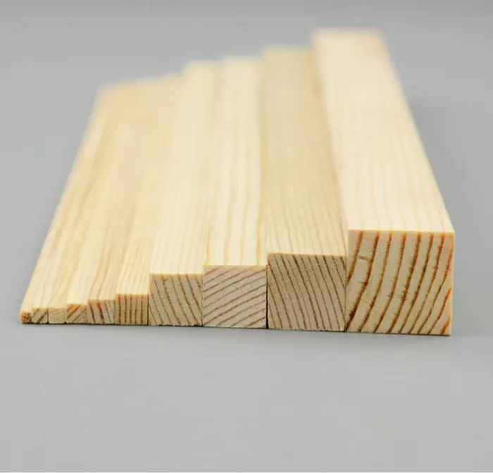 Barras de madera cuadradas para construcción DIY, materiales para modelismo de madera natural