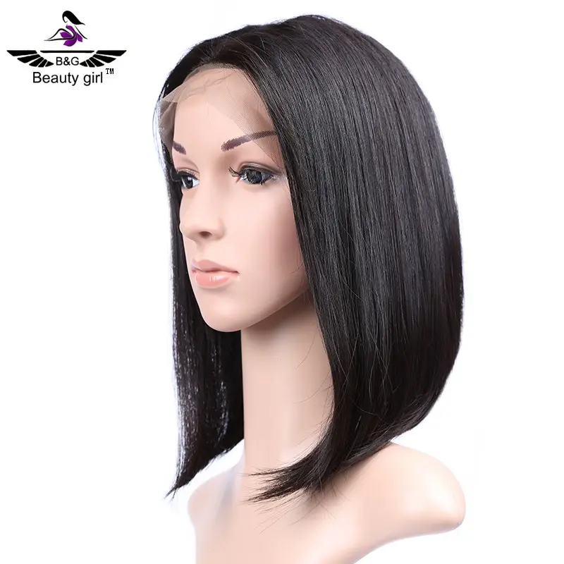 Güzellik kız dhl drop shipping 100% işlenmemiş insan saçı kesim dantel ön peruk bob kısa saç stilleri siyah bayan kadın