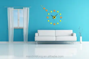Creativo grande variopinti pesci tropicali decorativo per la casa sticker orologio da parete, FAI DA TE marine-combinazione di stile divertente orologio, decorazione della casa