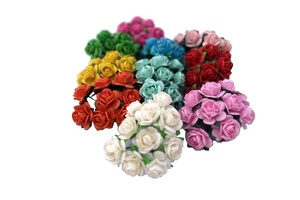 100 מעורב צבע 10mm מלאכותי תות נייר רוז פרח חתונת Scrapbook DIY קרפט Scrapbook - Product Image 4