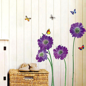 Decoración <span class=keywords><strong>casera</strong></span> elegante púrpura flores a prueba de <span class=keywords><strong>agua</strong></span> etiqueta de la pared - Product Image 4