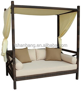 <strong>Outdoor</strong> Patio Wicker Rattan Bali Sunbed <strong>Daybed</strong> Furniture Lounger Sofa <strong>with</strong> <strong>Canopy</strong> and Pillows - Product Image 3