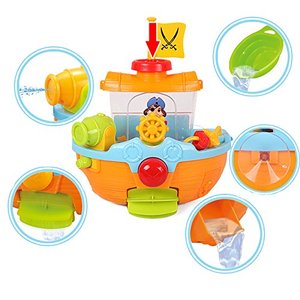 Jouet <span class=keywords><strong>de</strong></span> <span class=keywords><strong>bain</strong></span> en plastique pour enfants, <span class=keywords><strong>bateau</strong></span> <span class=keywords><strong>pirate</strong></span> mural - Canon à eau et pelle à eau, ensemble <span class=keywords><strong>de</strong></span> jouets <span class=keywords><strong>de</strong></span> <span class=keywords><strong>bain</strong></span> pour bébé - Product Image 2