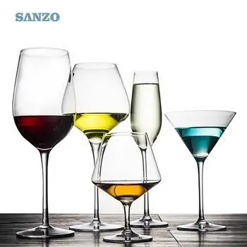 SANZO Antler शराब ग्लास Handblown उत्कीर्ण बर्फ लाल बिना डंडी Wineglass