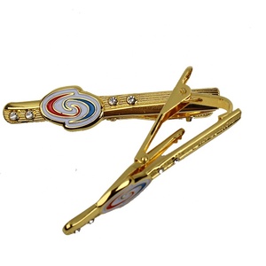 Bán buôn Custom made logo vàng mềm men kim loại tie clip với pha lê - Product Image 5