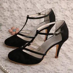 (22 لونًا) حذاء نسائي مصنوع يدويًا باللون الأسود مناسب للسهرة