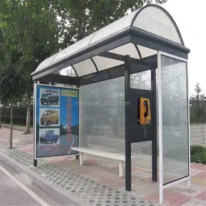 Outdoor solar usb wifi bus shelter manufacture with ATM and emergency call modern bus stop