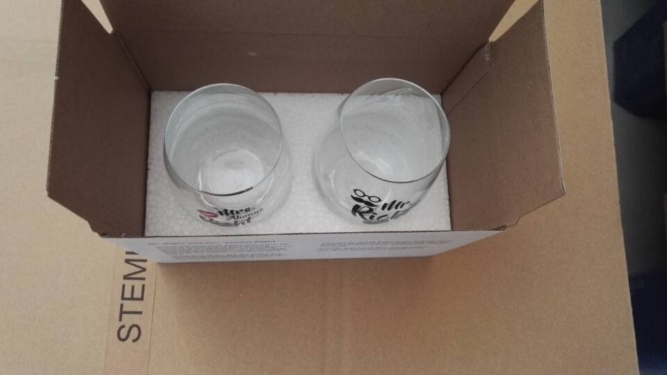 Mr Right and Mrs Always Right Wine Glasses Wedding Gift  16 oz stemless wine glass