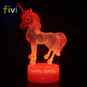 Tocco di colore 3d <span class=keywords><strong>Lampada</strong></span> Illusion Ha Condotto La Luce di Notte del USB <span class=keywords><strong>Lampada</strong></span> Da Tavolo per I Bambini Del Bambino Scherza il Regalo Camera Da Letto Comodino Cavallo Unicorno - Product Image 2