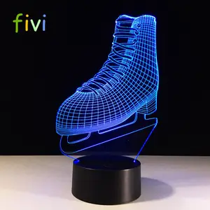 חידוש קרח להב הוקי סקייט נעלי 3D LED מנורת אקריליק ססגוניות שינוי לילה אור ספורט ילד חדר תפאורה ילדים מתנה