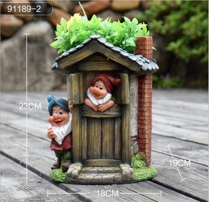 Jardinière en résine en forme de maison de gnome, faite à la main, imperméable, décoration de <span class=keywords><strong>jardin</strong></span> extérieure, style Art Déco, 17x14x15CM, marque Fulin, certifiée BSCI - Product Image 6