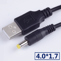 Cable de Alimentación de CC de 1 m, 2 A, 5 V, Cable de CC de Cobre con Conector USB Macho a 4.0*1.7 mm