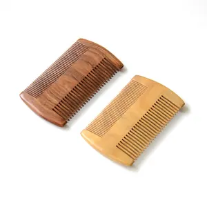 Logo personnalisé bois de santal double dent statique en bois cheveux puces peigne à poux