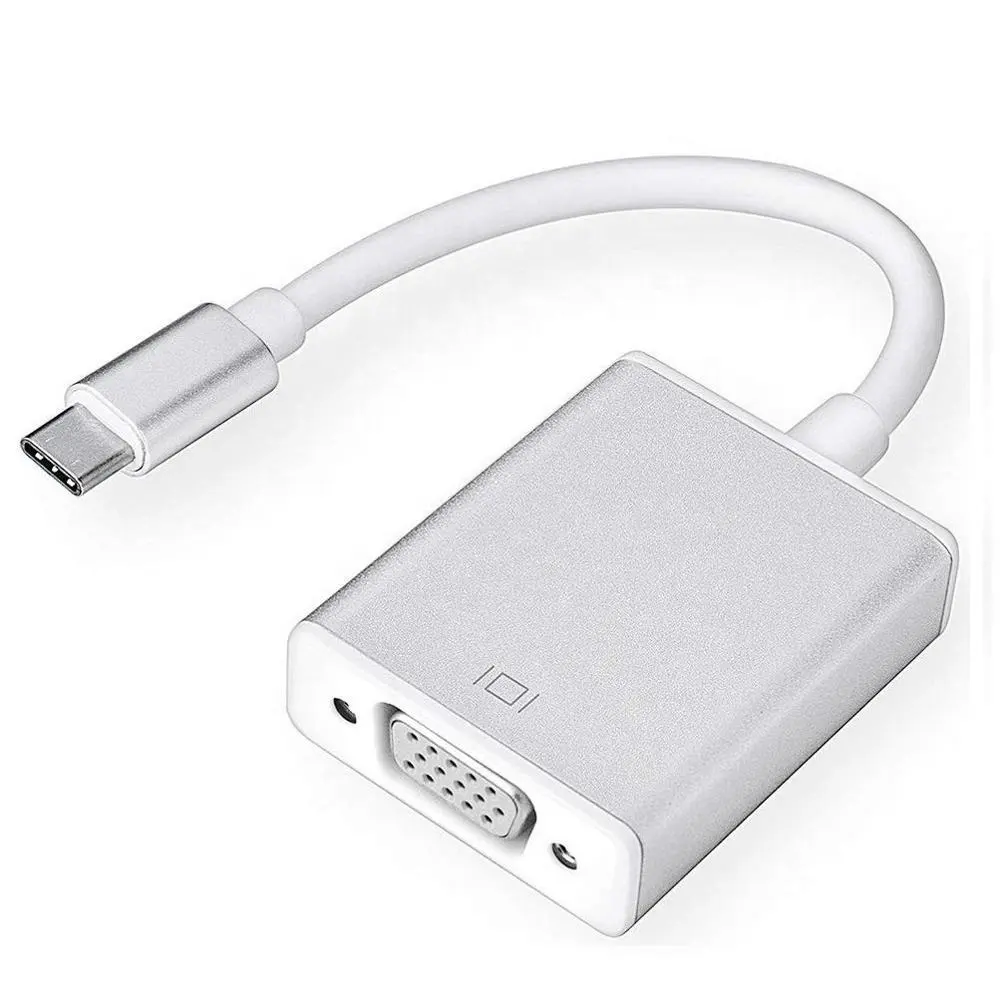 Adaptador de vídeo usb tipo c para vga, cabo conversor para macbook pro, nintendo, samsung s8/9, huawei matebook e mais