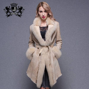 <span class=keywords><strong>Giacca</strong></span> in Vera <span class=keywords><strong>Pelle</strong></span> di Pecora <span class=keywords><strong>Beige</strong></span> con Collo a Volpe, Stile Moderno Invernale - Product Image 4