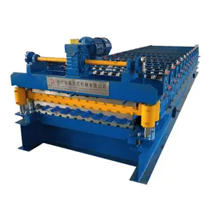 Poland Guide column cutting trapezoidal galvanized steel metal roofing sheet roll forming machine