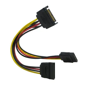 SATA Power 15-pin Male Dual Female Y Splitter Adapter Cable for Hard Drive