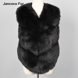 Manera de las mujeres de <span class=keywords><strong>piel</strong></span> falsa <span class=keywords><strong>chaleco</strong></span> 3 filas elegantes sin mangas Faux Fur chalecos - Product Image 4