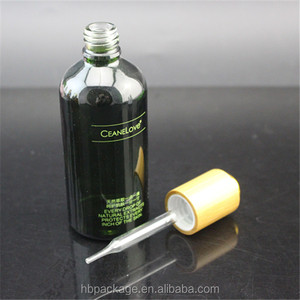 Bán Hot Boston Thủy Tinh Màu Xanh Đậm Dầu Ô Liu Chai Rượu Với Gỗ Nhỏ GiọT <span class=keywords><strong>100</strong></span> <span class=keywords><strong>Ml</strong></span> - Product Image 3