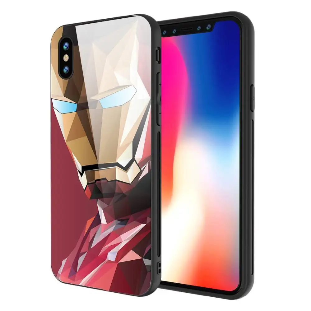 Hot Sale für Iron Man Comic Thema Glas abdeckung Telefon Fall