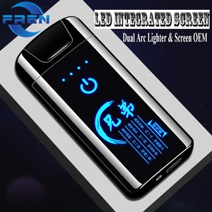 2023 Neues Doppel bogen feuerzeug mit LED-Logo-Bildschirm Sonderpreis <span class=keywords><strong>USB</strong></span>-Feuerzeug - Product Image 3