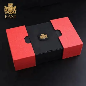 Eastbox. Luxe Custom Afdrukken Relievo Embossing Slide Vouwen Verpakking Harde Kartonnen Doos Wijn Geschenkdoos Verpakking