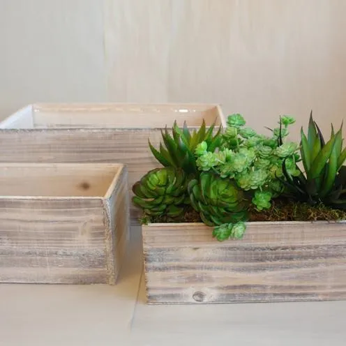 나무 상자 우드랜드 즙이 많은 화분 꽃 웨딩 센터 상자 소박한 냄비 꽃병 소박한 나무 상자