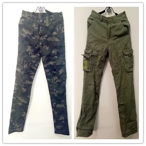 hot sale USED soft man army pants second hand men baggy long and short cargo pants