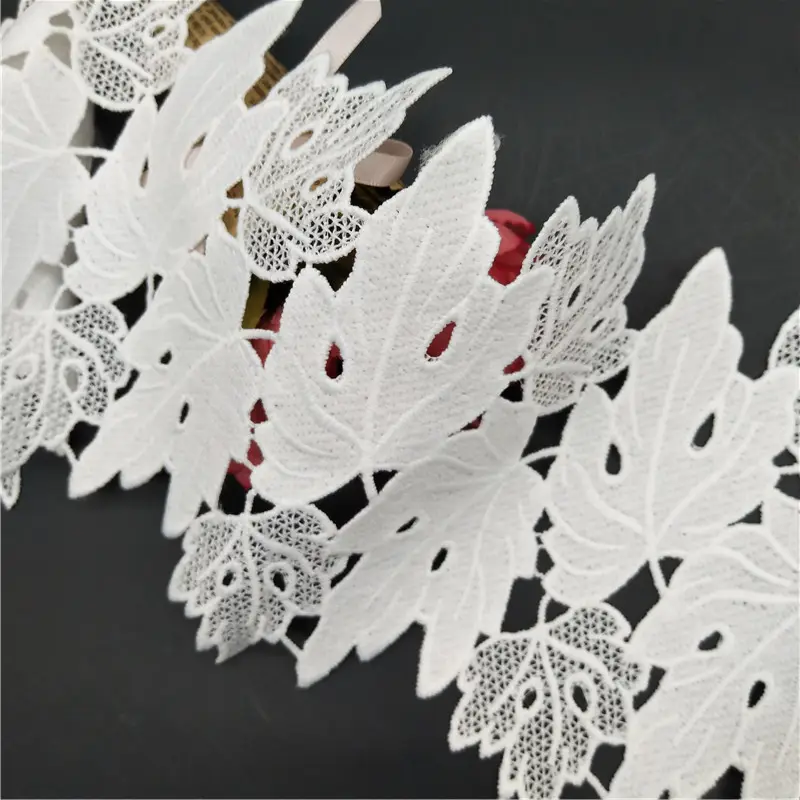 13.5 cm poliestere filato pizzo guipure leaf lace trim