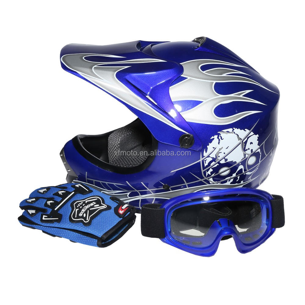TCMT Youth Blue Skull Dirt Bike Helmet Full Face Safety