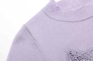 Maglione Vintage da Donna <span class=keywords><strong>con</strong></span> Motivo Floreale <span class=keywords><strong>in</strong></span> <span class=keywords><strong>Pizzo</strong></span> Lavorato a <span class=keywords><strong>Maglia</strong></span> <span class=keywords><strong>con</strong></span> <span class=keywords><strong>Pizzo</strong></span> Viola Top Base per Signore Stile Autunnale - Product Image 3