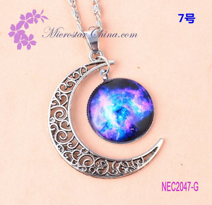 2016 Venta Caliente de La Luna de Cristal Nebula Galaxy luna creciente collar Para La Venta - Product Image 4