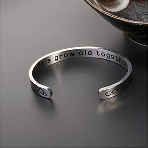 Double Face Manchette Bracelet-Tu seras toujours ma toujours/On va vieillir ensemble Cadeau de La Saint-Valentin pour amant - Product Image 4