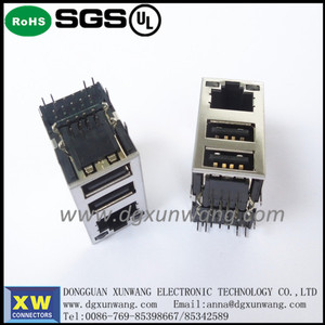 1000base-xt magnétique double usb <span class=keywords><strong>rj45</strong></span> connecteur avec transformateur LED - Product Image 2