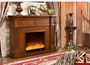 <span class=keywords><strong>Cheminée</strong></span> électrique autoportante <span class=keywords><strong>de</strong></span> style européen et américain, moderne, blanche, en <span class=keywords><strong>bois</strong></span> foncé et pierre, avec télécommande, pour villa - Product Image 4