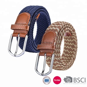 Vente en gros de <span class=keywords><strong>ceinture</strong></span> élastique <span class=keywords><strong>tressée</strong></span> réglable et noire pour hommes avec logo personnalisé avec boucle à ardillon - Product Image 2