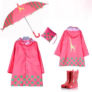 Conjunto De Capa de Chuva Crianças Dos miúdos Dos Desenhos Animados Guarda-chuva À Prova de água Botas De Chuva Da Moda Personalizado Eco Conveniente capa de Chuva