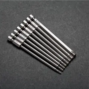 高硬度磁性十六进制柄Torx S2螺丝刀钻头/100毫米长1/4寸十六进制柄Torx螺丝刀钻头